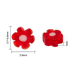 手作りミッレフィオーリガラスビーズ  花  ミックスカラー  4x2.6mm  穴：1mm&nbsp;LAMP-CJ0001-17