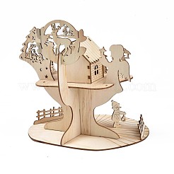 Diyのクリスマススタイルの手塗り3d中庭工芸品組み立てキット  未完成の木造住宅  天使  クリスマスツリー  トナカイ  雪だるま  フェンス  ナバホホワイト  8~175x17.5~205x2~2.5mm  20個/セット&nbsp;DIY-N004-01