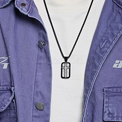 304ステンレススチール製ドッグタグクロスペンダントネックレス（男性用）  ブラック  23.62インチ（60cm）&nbsp;WG6920A-02