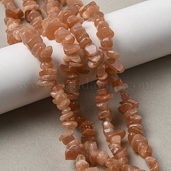 天然サンストーンチップビーズ連売り  5~14x4~10mm  穴：1mm  約15.5インチ〜16.1インチ&nbsp;G-E271-87