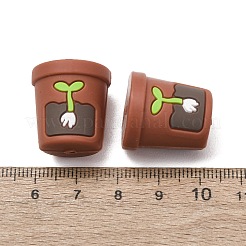食品グレードの環境に優しいシリコーン焦点ビーズ  鉢植え  チョコレート  20x19mm  穴：2.5mm&nbsp;SL-CBAECCD-02D