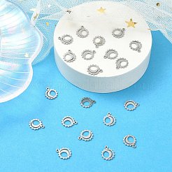 304ステンレススチールチャーム  月と太陽  ステンレス鋼色  11x9x1mm  穴：1mm&nbsp;STAS-CJC0008-18P