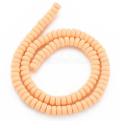 手作り樹脂粘土ビーズ連売り  ジュエリー工芸用品のDIY用  フラットラウンド  桃パフ  6~7x3mm  穴：1.5mm  約113~116個/連  15.55インチ〜16.14インチ（39.5~41cm）&nbsp;CLAY-N008-130