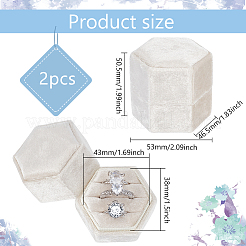 3スロット六角ベルベットリングボックス  リング用ジュエリーギフトボックス  スタッドピアスの収納  リネン  4.65x5.3x5.05cm&nbsp;AJEW-WH0471-26A