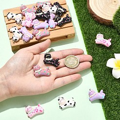 不透明樹脂ペンダント20個  走る猫のお守り  プラチナ鉄ループ付き  ミックスカラー  23x29.5x8mm  穴：1.8mm&nbsp;CRES-YW0002-83