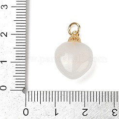 ナチュラルホワイトアゲートのペンダント  真鍮パーツ  14KGP本金メッキ  ハート  18.5x13.5x7.5mm  穴：3mm&nbsp;LS-KK-Z094-04G-01