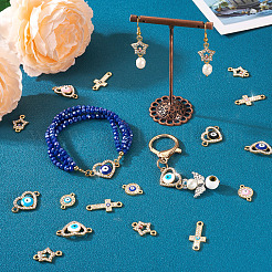 40Pcs 20 Styles Evil Eye Zinc Alloy Enamel Connector Charms&nbsp;ENAM-TA0001-37
