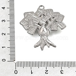 304ステンレスペンダント  金のなる木のお守り  ステンレス鋼色  36.5x31.5x3.5mm  穴：2.3mm&nbsp;STAS-K322-29P