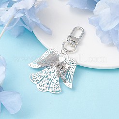 真鍮のペンダントデコレーション  合金回転式ナスカン付き  プラチナ  天使と妖精  87mm&nbsp;HJEW-JM01761-03