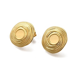 Ion Plating(IP) 304 Stainless Steel Flat Round Stud Earrings for Women&nbsp;EJEW-M028-02G