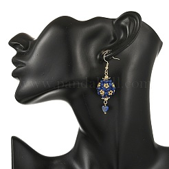 Glass & Dyed Natural Malaysia Jade & Lapis Lazuli Dangle Earrings&nbsp;EJEW-MZ00814-03
