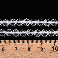 天然石クオーツクリスタルビーズ連売り  水晶  ファセット加工を施した丸型  5.6~6.5mm  穴：0.8mm  約32~33個/連  7.60~7.83''（19.3~19.9センチメートル）&nbsp;G-S345-6mm-35