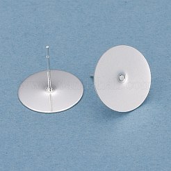 304ステンレススチールスタッドピアス金具  フラットラウンド  銀  14x0.3mm  ピン：0.7mm&nbsp;STAS-H436-24S-14mm