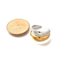 304ステンレススチール製オープンカフリング（ユニセックス）  本金メッキ&ステンレススチールカラー  13.5mm  調整可能&nbsp;RJEW-R010-06G&S