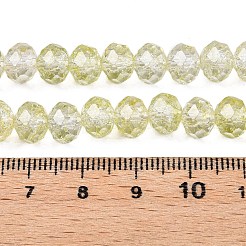 透明ガラスビーズ連売り  ファセット（32ファセット）  ロンデル  淡いチソウ  6x5mm  穴：1mm  約80~85個/連  38~40cm&nbsp;GLAA-T023-6mm-A05