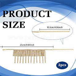 2Pcs Bohemian Brass Full Crystal Rhinestone Tassel Anklets for Women&nbsp;AJEW-PH0007-81G