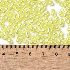 不透明なアクリルビーズ  パールカラーの  豆  きいろ  6x3.5x3mm  穴：1.2mm  約10000個/500g&nbsp;MACR-K359-01C