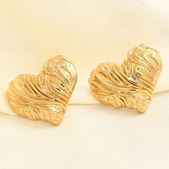 304ステンレススチールスタッドピアス  18KGP本金メッキ  ハート  20.5x25mm&nbsp;EJEW-P298-02A-G