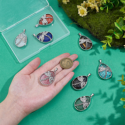 7Pcs 7 Colors Natural & Synthetic Mixed Gemstone Pendants&nbsp;G-PH0003-30