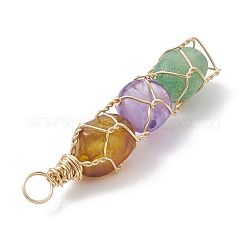5Pcs Natural Mixed Gemstone Copper Wire Wrapped Pendants&nbsp;PALLOY-JF02495