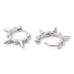 女性用ラックメッキ真鍮スパイクフープピアス  長持ちメッキ  鉛フリー＆カドミウムフリー  プラチナ  18x22x3mm&nbsp;EJEW-D059-22P
