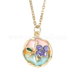 3Pcs 3 Styles Flower Alloy Enamel Pendant 304 Stainless Steel Cable Chain Necklaces for Women&nbsp;NJEW-JN05551