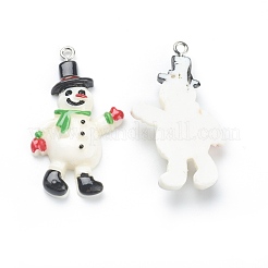 樹脂チャーム  クリスマスフェスティバルのために  プラチナアイアンペグベイル付き  雪だるま  ホワイト  40x25x7mm  穴：2mm&nbsp;RESI-O010-34