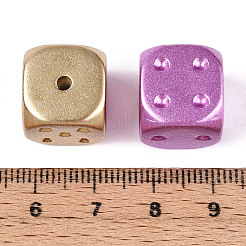 スプレー塗装された不透明なアクリルビーズ  サイコロ  ミックスカラー  14x14x14mm  穴：2.2mm&nbsp;ACRP-T011-01