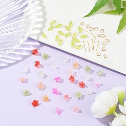 DIYイヤリングキット  クリアアクリルチャーム  アクリルビーズキャップ  ピアスのアクセサリー  花のチャーム  ミックスカラー  9.7x5.5x3.6mm  穴：1.2mm  390個/セット&nbsp;DIY-FP0001-55