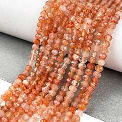 天然石サンストーンビーズ連売り  多面カット  ロンデル  4x3mm  穴：0.7mm  約132個/連  15.35インチ（39cm）&nbsp;G-L597-B02-02