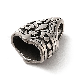 304ステンレススチールコードエンド  エンドクラスプ  アンティークシルバー  19.5x15.5x10.5mm  穴：7x5mm  内径：12x6mm&nbsp;X-STAS-P325-08A-AS