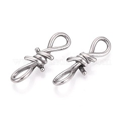 304ステンレス鋼の有刺鉄線リンク  結び目コネクターチャーム  変色しない  ステンレス鋼色  36x11x6mm  穴：7~8x5mm&nbsp;STAS-T072-138P