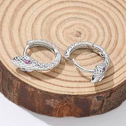 Brass Cubic Zirconia Hoop Earrings&nbsp;EJEW-Q014-09P