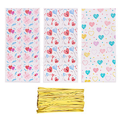45Pcs 3 Styles Heart Print Plastic Cookies Storage Bags&nbsp;ABAG-TA0001-22