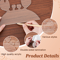 6Pcs 6 Styles Crab & Ghost & Fishtail Transparent Acrylic Reusable Drawing Template for DIY Scrapbooking&nbsp;OACR-WH0041-03