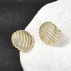 Brass Clear Cubic Zirconia Stud Earrings for Women&nbsp;EJEW-A162-06G