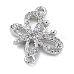 Rack Plating Brass Micro Pave Clear Cubic Zirconia Butterfly Connector Charms&nbsp;KK-A234-077P
