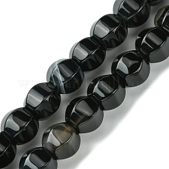 染色・加熱された天然黒瑪瑙ビーズ連売り  多面カット  ラウンド  11~12mm  穴：1.3mm  約40個/連  16.14~16.22''（41~41.2センチメートル）&nbsp;G-H023-A03-01