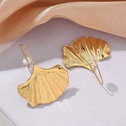 Ion Plating(IP) 304 Stainless Steel Ginkgo Leaf Dangle Earrings for Women&nbsp;EJEW-K243-03G