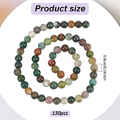 2 Strands Round Natural Indian Agate Gemstone Beads Strands&nbsp;G-AN0001-03
