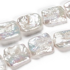 天然バロックパールケシパールビーズ連売り  養殖淡水パール  長方形  乳白色  21~25x14~15x4~7mm  穴：0.8mm  約19個/連  14.76インチ〜14.96インチ（37.5~38cm）&nbsp;PEAR-T001-03