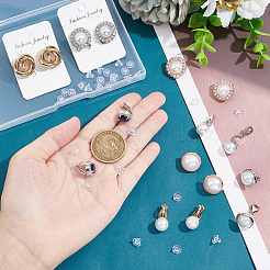 8Pairs 8 Style Half Round & Round & Twist Brass Clip-on Earrings with Plastic Pearl&nbsp;EJEW-PH0001-09-1