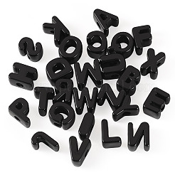 26個26スタイルアクリルヨーロピアンビーズ  大穴ビーズ  ブラック  a～zの文字  20~21x14~18x13.5~14mm  穴：6mm  1個/スタイル&nbsp;OACR-TA0004-86