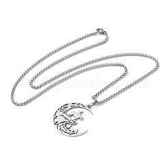 201 Stainless Steel Hollow Cut Cowboy Moon Pendant Necklaces&nbsp;NJEW-H065-26P