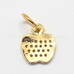 CZ Brass Micro Pave Cubic Zirconia Apple Charms&nbsp;ZIRC-L018-06G