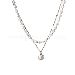 Alloy & Plastic Imitation Pearl Double Layer Necklaces&nbsp;WG1127D-02