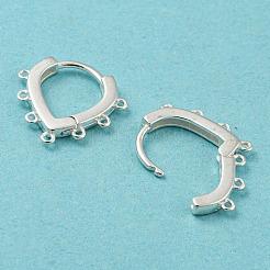 ハート 925 スターリングシルバー フープ イヤリングパーツ  水平ループ付き  銀  20ゲージ  14.5x13.5x2mm  穴：0.8mm  ピン：0.8mm&nbsp;STER-Z004-01