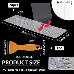 PVCプラスチック製プレカット滑り止めストリップ  安全ノースキッドシャワートレッドステッカー  バスタブ バスルーム用 陶磁器の床  スクレーパー付き  透明  200x120x1mm&nbsp;AJEW-WH0609-466C