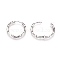 変色しにくい304ステンレススチール製フープピアス  316サージカルステンレスピン付き  リング  ステンレス鋼色  20x2mm  12ゲージ  ピン：0.9mm&nbsp;EJEW-G272-02-16mm-P