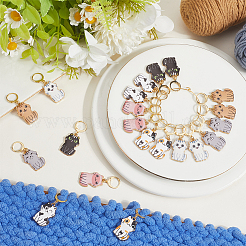 Alloy Enamel Pendants Cat Charms Locking Stitch Marker&nbsp;HJEW-SC00110
